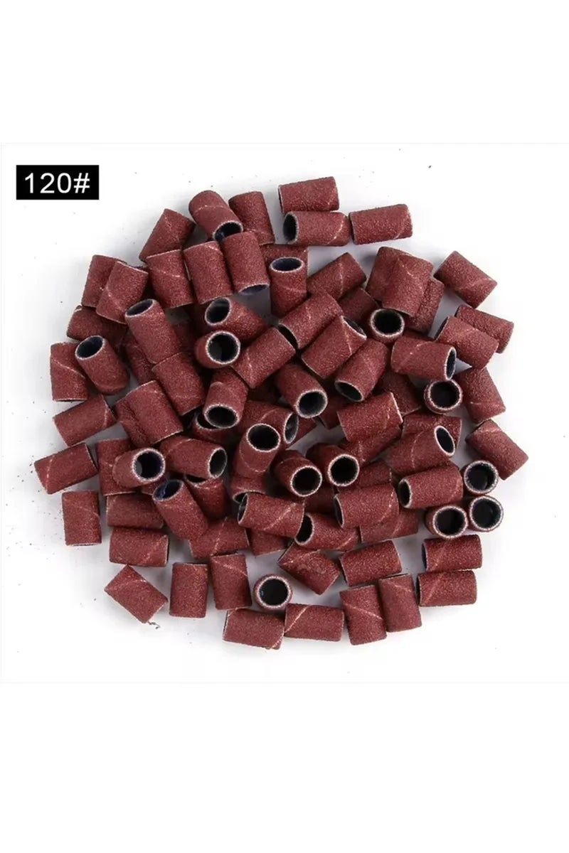 erorex 120-100pcs 100/50pc Sanding Cap Bands For Electric Manicure Machine 180/120/80 Grit Nail Drill Grind