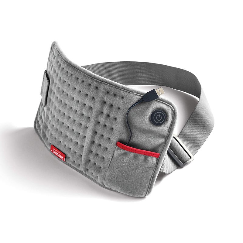 Sunbeam USB Heating Pad for Back, Shoulder, Arm, and Leg Pain Relief with Power Bank Pocket and Auto Shut Off, 12.5 x 7.5, Grey - Image 1