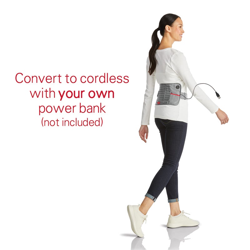 Sunbeam USB Heating Pad for Back, Shoulder, Arm, and Leg Pain Relief with Power Bank Pocket and Auto Shut Off, 12.5 x 7.5, Grey - Image 4