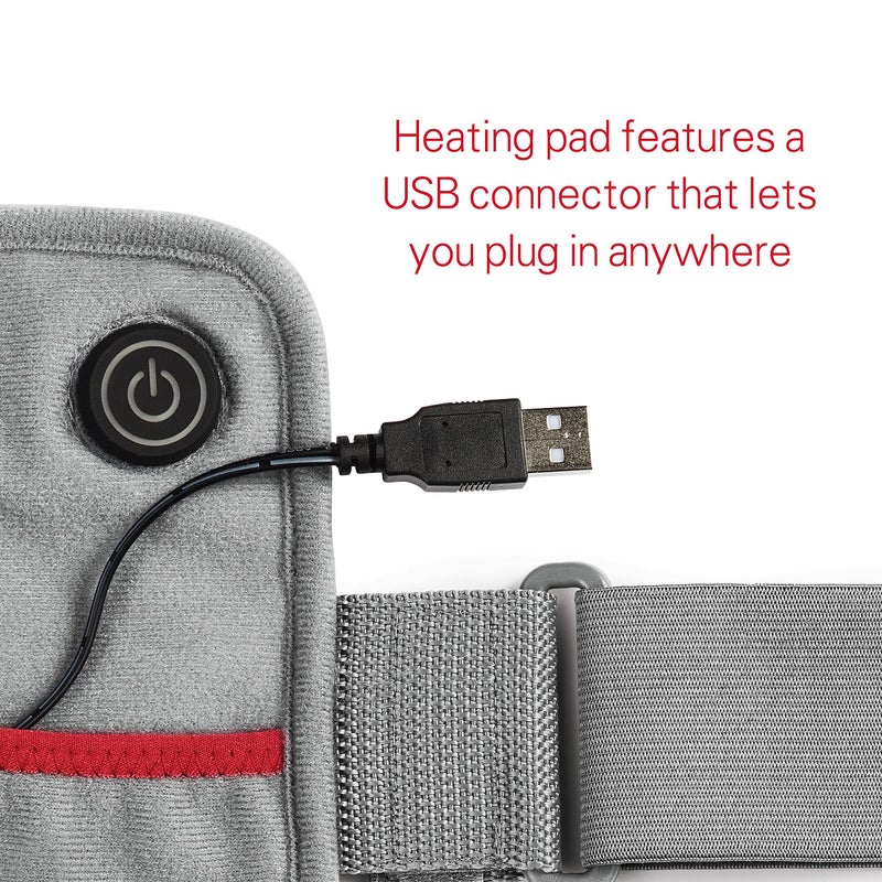 Sunbeam USB Heating Pad for Back, Shoulder, Arm, and Leg Pain Relief with Power Bank Pocket and Auto Shut Off, 12.5 x 7.5, Grey - Image 2