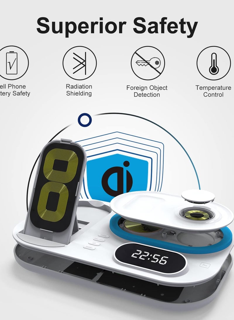 Excefore Wireless Charger 4 in 1 Wireless Charging Station with Digital Clock and Night Light 15W Fast Charger Compatible with iPhone 13 12 Pro XR X 8 Plus for AirPods Pro iWatch for Samsung Galaxy S21/S20 - Image 5