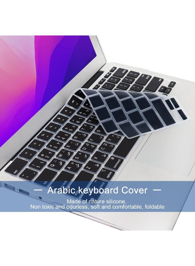 Arabic Keyboard Cover Skin for Apple 2026 2025 2024 2023 2022 MacBook Air Laptop with M5 M4 M3 M2 chip 15.3 inch A3448 A3241 A3114 A2941/MacBook Air 13.6 inch A3449 A2681 A3113 A3240 & 13 Macbook NEO A18 Pro 2026(A3404) 2026-2021 Pro 14" 16.2" M5 M4 M3 M2 M1 Pro/Max A3434/A3427/A3426/A3112/A3185/ A3401/A2992/A2918/A2779/A2442 & A3403/A3429/A3428/A3186/A2991/A2780/A2485Protector-Black - Image 5