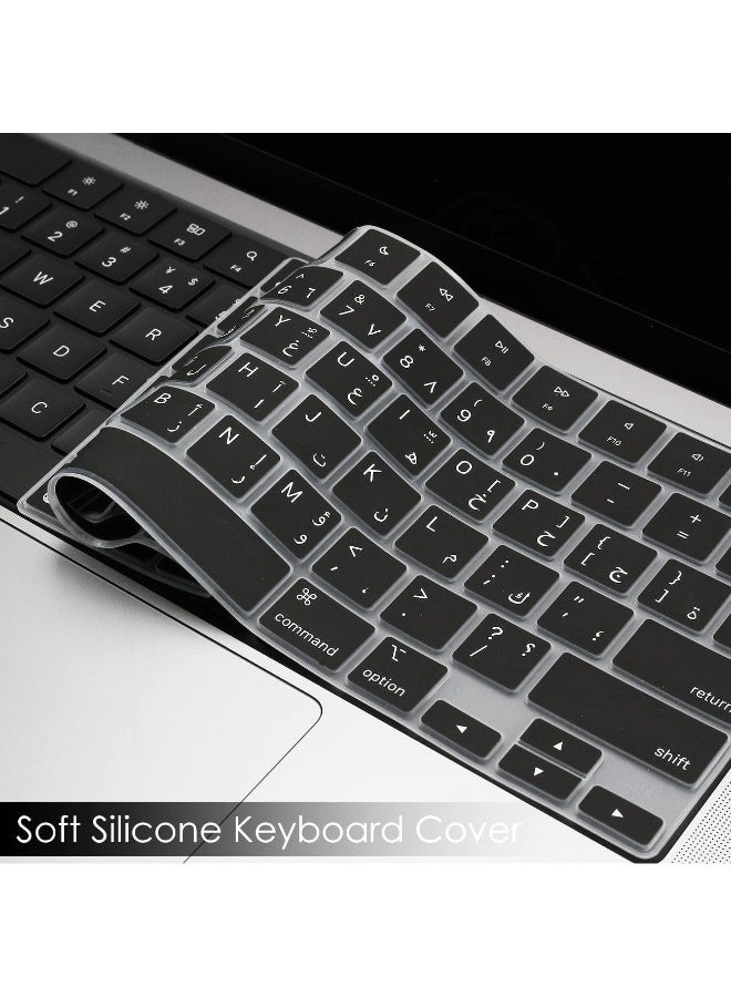 Arabic Keyboard Cover Skin for Apple 2026 2025 2024 2023 2022 MacBook Air Laptop with M5 M4 M3 M2 chip 15.3 inch A3448 A3241 A3114 A2941/MacBook Air 13.6 inch A3449 A2681 A3113 A3240 & 13 Macbook NEO A18 Pro 2026(A3404) 2026-2021 Pro 14" 16.2" M5 M4 M3 M2 M1 Pro/Max A3434/A3427/A3426/A3112/A3185/ A3401/A2992/A2918/A2779/A2442 & A3403/A3429/A3428/A3186/A2991/A2780/A2485Protector-Black - Image 2
