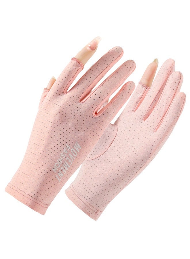 1 Pair Summer Sun Protection Gloves, Women's Driving Gloves, UV Protection Gloves, Pink - Image 1