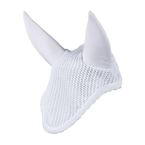 HORZE Marquess Crochet Horse Ear Bonnet | Sound Dampening Fly Protection - White - Horse - Image 1