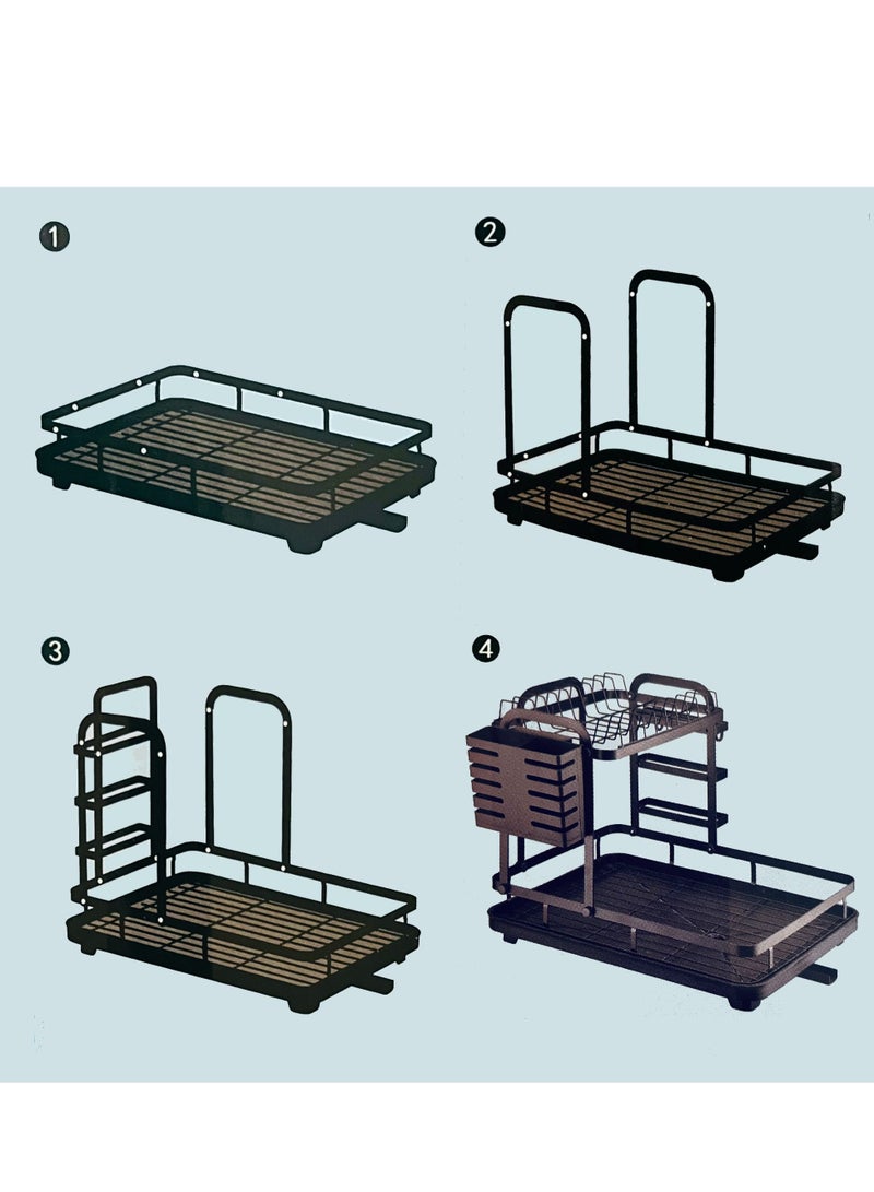 HEXAR Space Saving Dish Drying Rack Stainless Steel Dish Rack with Utensil Holder and Water Tray Dish Drainer for Kitchen Counter Rust Proof Dish Drying Stand Kitchen Organizer (3 TIER, WHITE) - Image 4