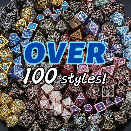 QMAY 8PCS Metal Mystery Dice Set Various Styles Polyhedral Dice Random Patterns Metal DD Dice Dice Bag DND Gifts Suitable for Dungeons and Dragons RPG MTGRole Playing Table Game - Image 5