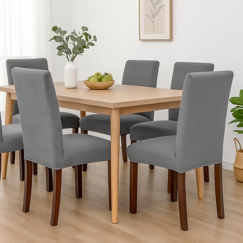 Aertiavty Chair Covers For Dining Room Set Of 4 Chair Seat Cover For Dining Room Kitchen  Parsons Chair Covers Dining Chair Slipcover  Light Grey - Image 4