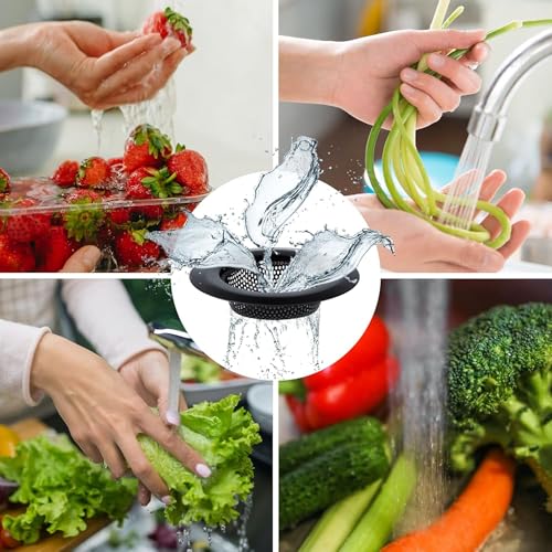 Hian Black Round Stainless Steel Sink Strainers – Perforated Drain Filters for Food Waste, Clog Prevention, Rust-Resistant & Easy to Clean | Pack of 2 - Image 3