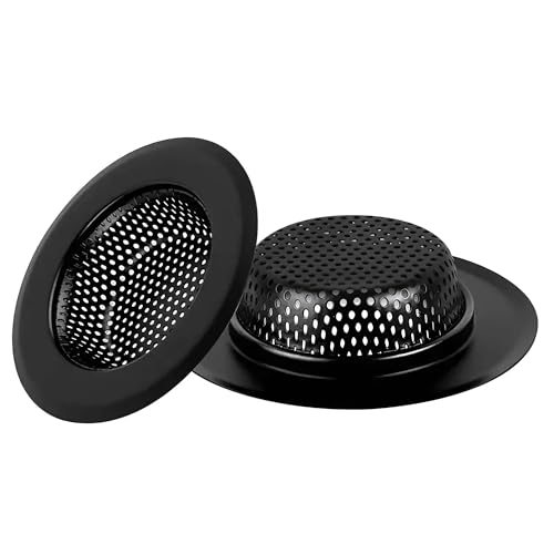 Hian Black Round Stainless Steel Sink Strainers – Perforated Drain Filters for Food Waste, Clog Prevention, Rust-Resistant & Easy to Clean | Pack of 2 - Image 1