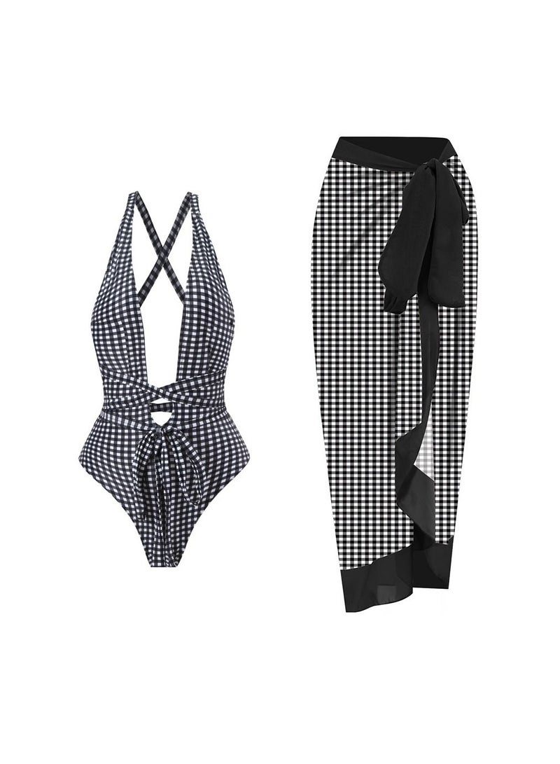Y&D 2-Piece Women Swimsuit with Skirt Holiday Beach Dress Female Retro Swimwear Vintage Surf Wear Summer - Image 1