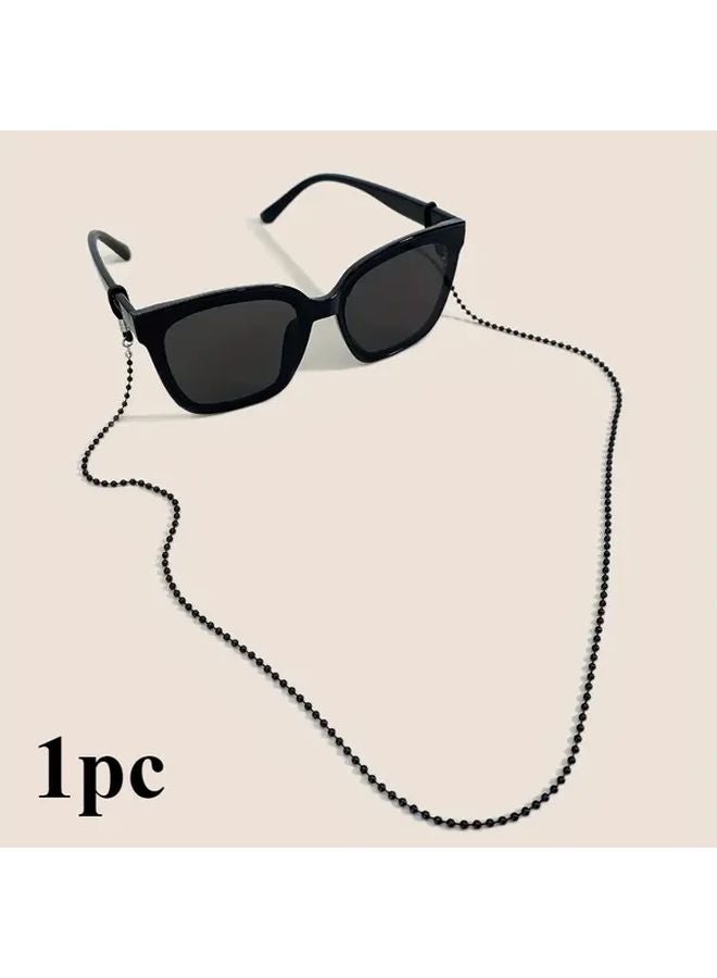 1pc Black Anti Slip Beaded Glasses Chain Eyewear Retainer Strap for Reading Glasses - Image 1
