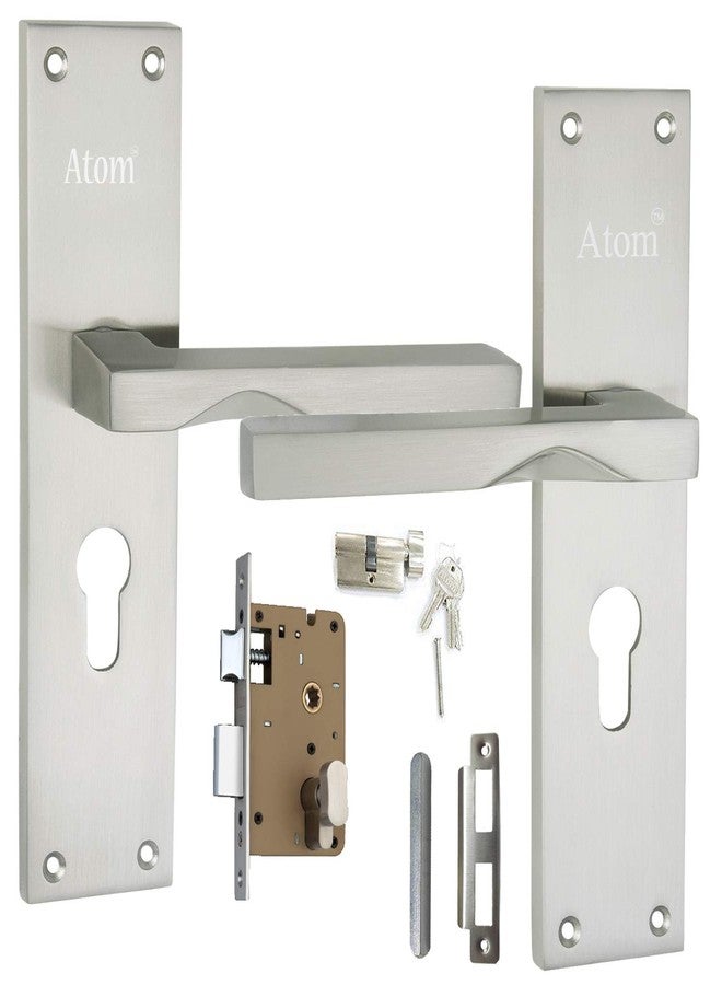 Atom Heavy Duty Mortise Door Lock with One Sided Key for Bedroom, Living Room, Main Door, Silver Satin Finish | 3 Keys | Lockset for House Hotel Office(WIH53CYOSK) - Image 1