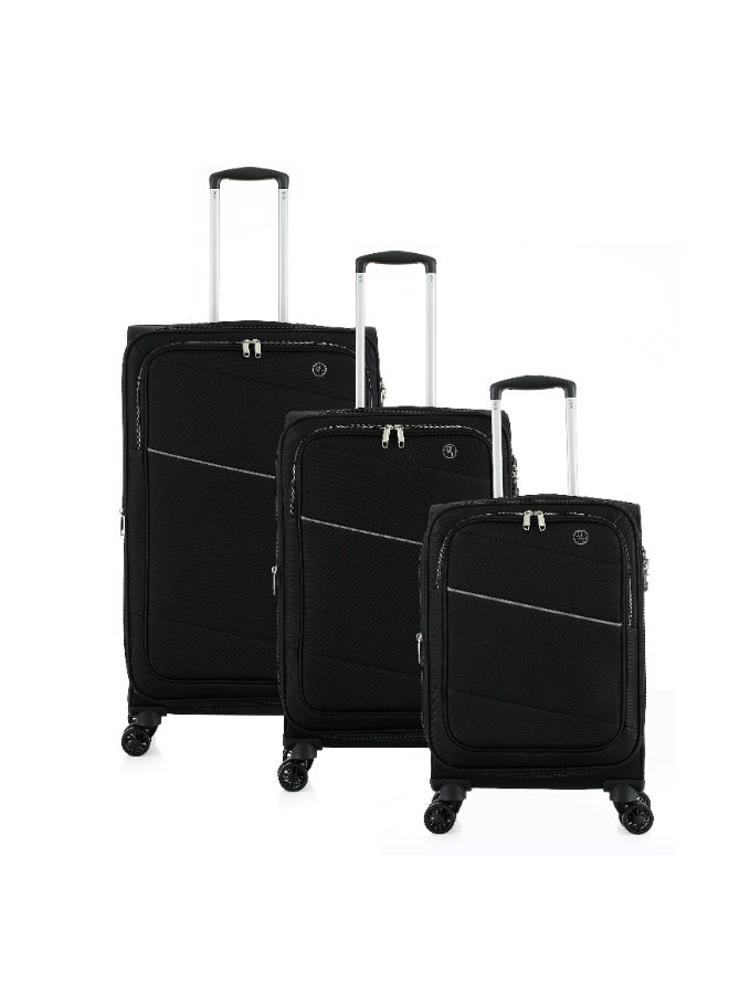 H.T 3-Piece Luggage Set | Soft Shell Travel Bag Suitcases | Lightweight Expandable Trolley Luggage Bag Set (33/55/82 Liters, Lightweight Travel Set) (3-Piece Set 20"/24"/28")