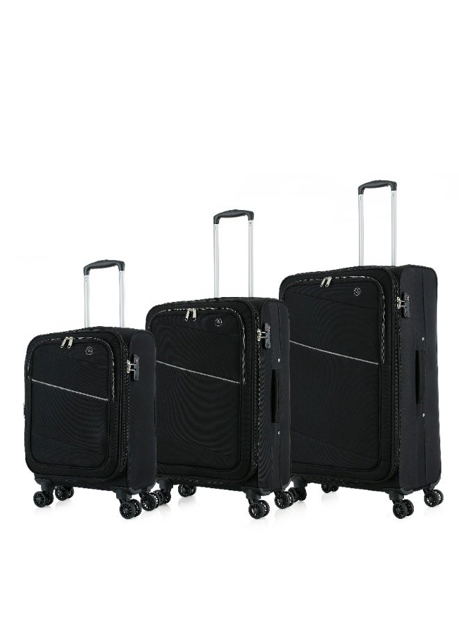 HT H.T 3-Piece Luggage Set | Soft Shell Travel Bag Suitcases | Lightweight Expandable Trolley Luggage Bag Set (33/55/82 Liters, Lightweight Travel Set) (3-Piece Set 20"/24"/28") - Image 2