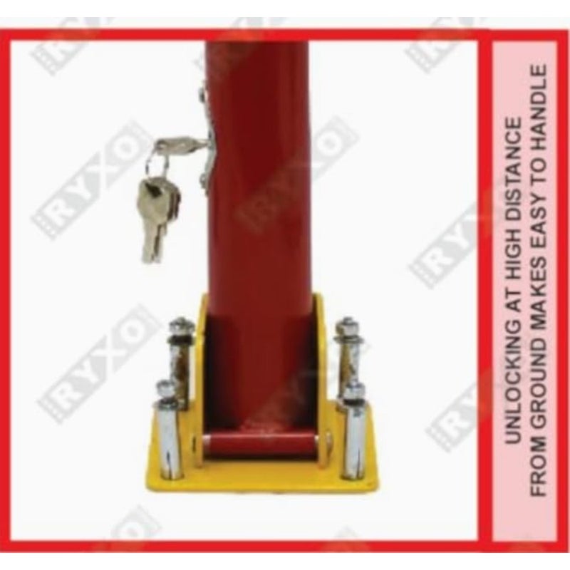 Heavy Duty Manual Parking Lock with No Parking Sign Auto-Lock Pull-Up Design75×26 cm Red Parking Barrier with 4 Expansion Screws and Keys Car Parking Blocker for Home, Office and Commercial Use - Image 5