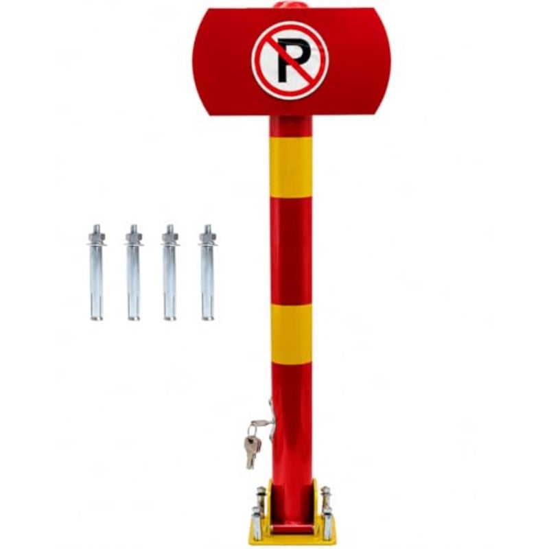 Heavy Duty Manual Parking Lock with No Parking Sign Auto-Lock Pull-Up Design75×26 cm Red Parking Barrier with 4 Expansion Screws and Keys Car Parking Blocker for Home, Office and Commercial Use - Image 1