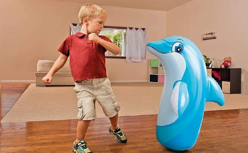 PULSBERY حقيبة ضرب للأطفال - دولفين نمر وتنين حقيبة نفخ ثلاثية الأبعاد قاعدة مملوءة بالماء لعبة حقيبة الضرب للأطفال، للعب في الهواء الطلق والداخلية - Image 4