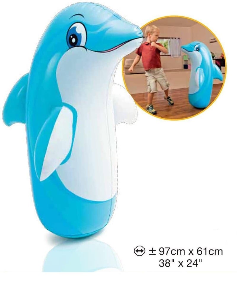 PULSBERY حقيبة ضرب للأطفال - دولفين نمر وتنين حقيبة نفخ ثلاثية الأبعاد قاعدة مملوءة بالماء لعبة حقيبة الضرب للأطفال، للعب في الهواء الطلق والداخلية - Image 5