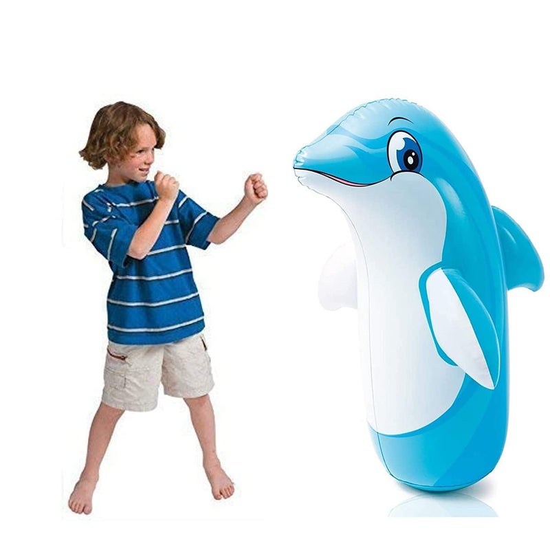 PULSBERY حقيبة ضرب للأطفال - دولفين نمر وتنين حقيبة نفخ ثلاثية الأبعاد قاعدة مملوءة بالماء لعبة حقيبة الضرب للأطفال، للعب في الهواء الطلق والداخلية - Image 2