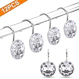 LifeMaster Life Master 12PCS Shower Curtain Hooks Rings for Bathroom, Decorative Resin Shower Curtain Hooks Rods Curtains and - Image 1