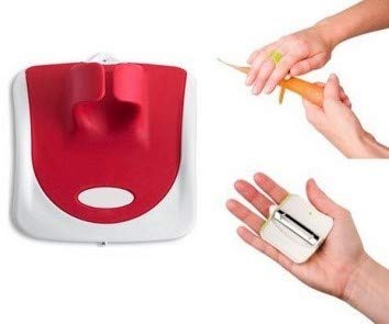 EZYHOME Finger Vegetable Palm Peeler - Stainless Steel Blade, ABS Handle, Red, Ergonomic Ring Grip, Dishwasher Safe, Versatile for Fruits, Veggies, Potato & Carrot - Image 1