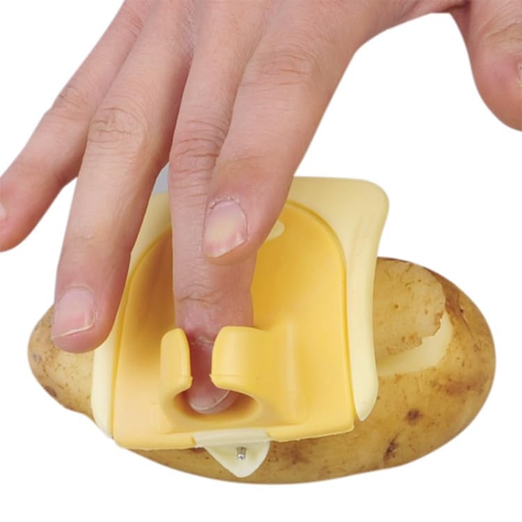 EZYHOME Finger Vegetable Palm Peeler - Stainless Steel Blade, ABS Handle, Red, Ergonomic Ring Grip, Dishwasher Safe, Versatile for Fruits, Veggies, Potato & Carrot - Image 4