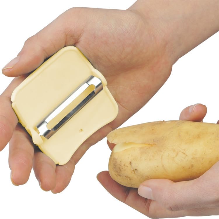 EZYHOME Finger Vegetable Palm Peeler - Stainless Steel Blade, ABS Handle, Red, Ergonomic Ring Grip, Dishwasher Safe, Versatile for Fruits, Veggies, Potato & Carrot - Image 2