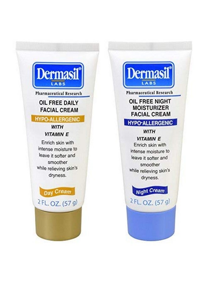 Dermasil Labs Day Oil Free Facial Cream And Night Oil Free Facial Cream Hypoallergenic Vitamin E 2Oz. Tubes - Image 1