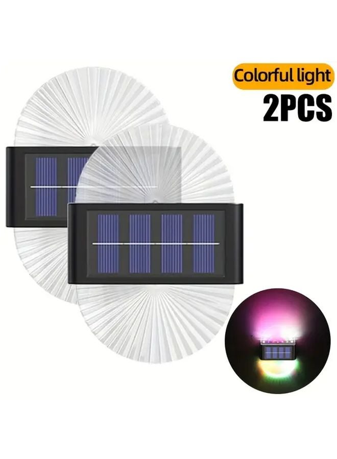 أضواء الحائط الشمسية الخارجية - 2 مصباح LED عالي الجودة متعدد الألوان - 3 أوضاع إضاءة - درجة حماية IP44 - قابلة للفصل - Image 1