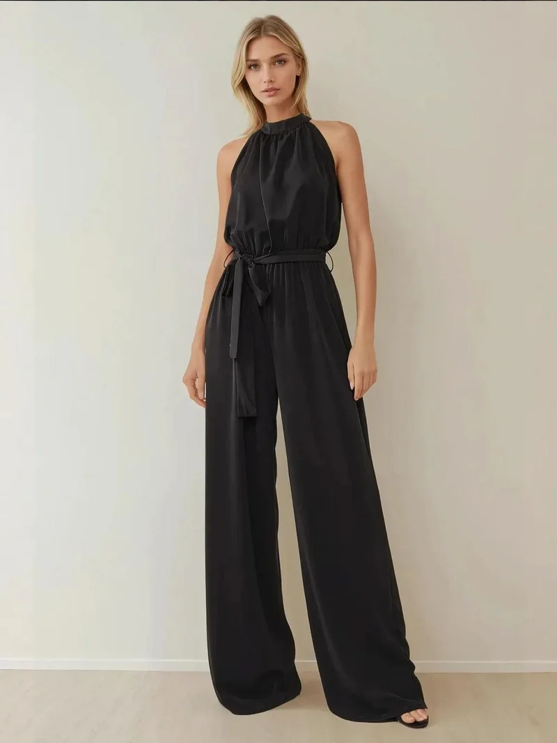 HICCUP Wide Leg Halter Neck Jumpsuit