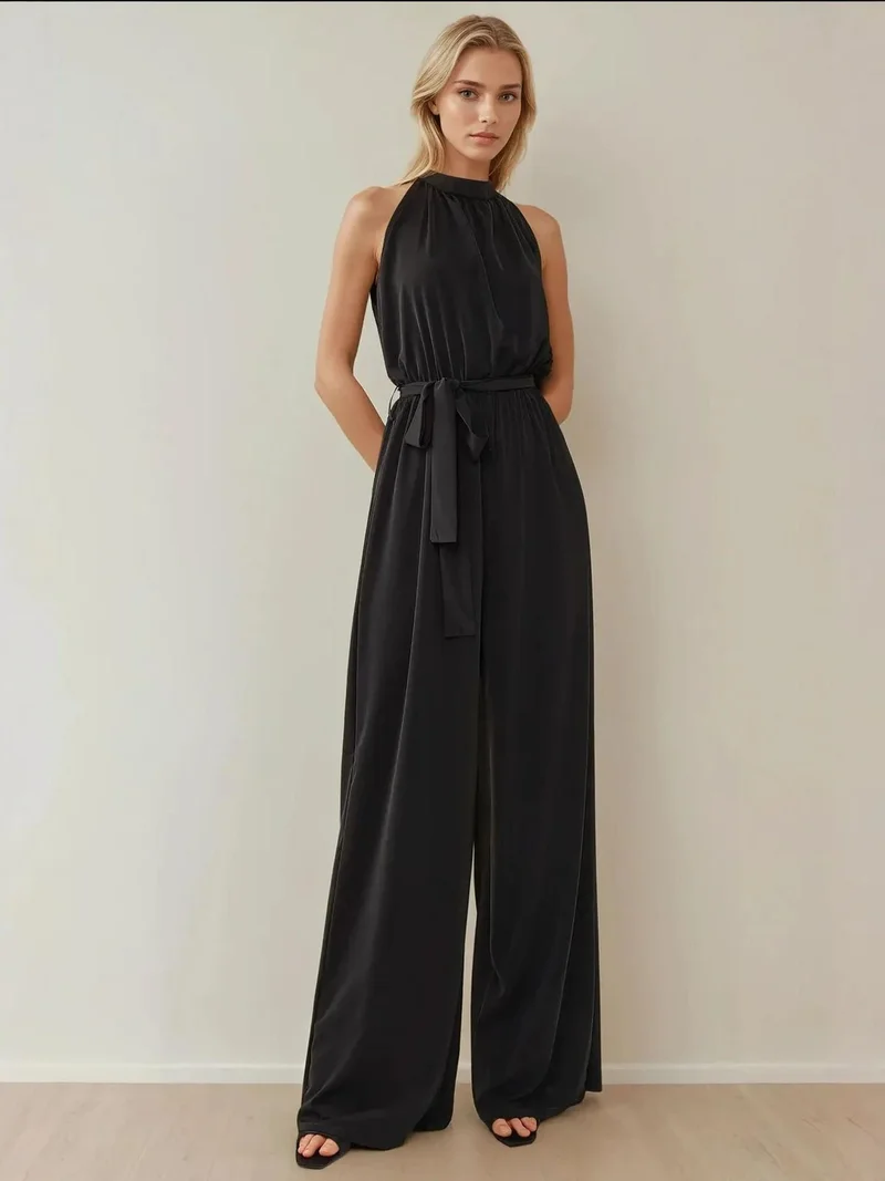 HICCUP Wide Leg Halter Neck Jumpsuit
