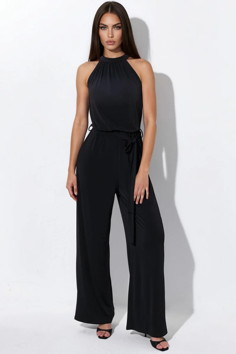 Hiccup Wide Leg Halter Neck Jumpsuit