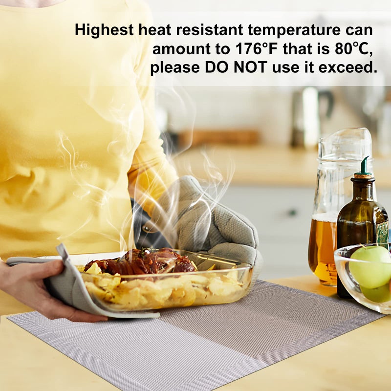 Aofmee Placemats Set of 6  Heat Resistant Place Mats  Washable Durable PVC Table Mats  Woven Vinyl Plastic Placemats for Kitchen Dining Table  Non-Slip Stain Resistant Placemats Indoor  Easy to Clean - Image 3