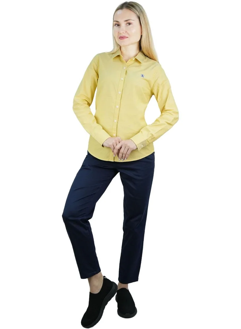 GIORDANO  Women's Cotton Oxford Slim fit Shirt with Lion Embroidery for Women | Best Price UAE