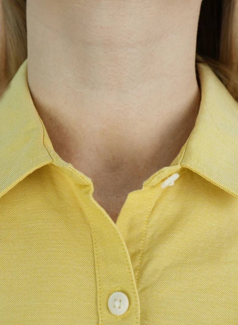 GIORDANO  Women's Cotton Oxford Slim fit Shirt with Lion Embroidery for Women | Best Price UAE