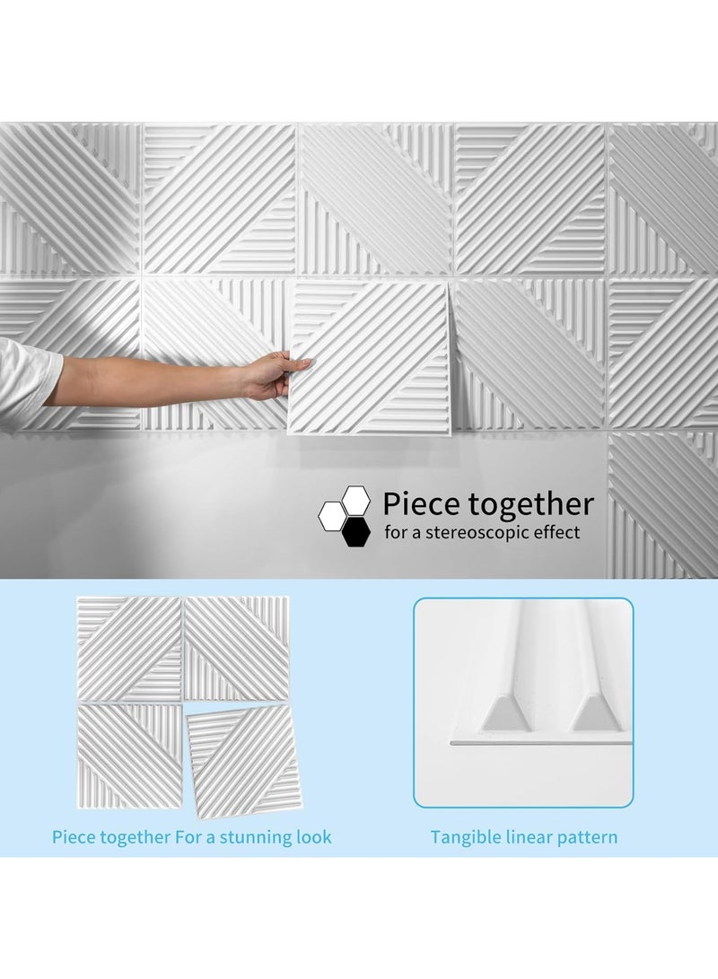 رات سو 12 قطعة لوحات حائط ثلاثية الأبعاد نسيج ثلاثي الأبعاد PVC ورق الحائط تصميم حائط مزخرف الجدار غلاف الحائط لوحات الجدران الداخلية ديكور الجدار لوحة حائط مميزة لغرفة المعيشة غرفة النوم خلفية جدار التلفزيون كل 30x30 سم أبيض - Image 2