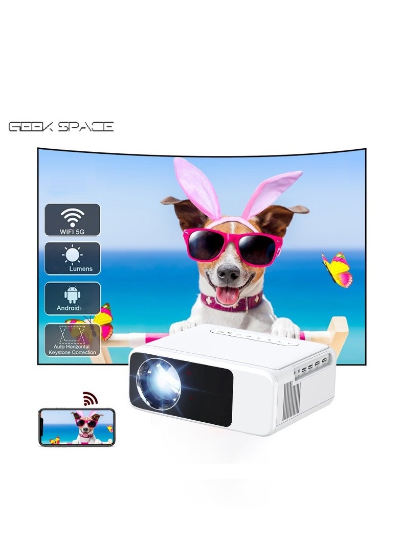 GEEK SPACE - LT2-Pro Home Projector HD 1080P 5G Wifi Bluetooth Auto Focus Mini Projector For Home/Hotel/Homestay/Office - Image 1