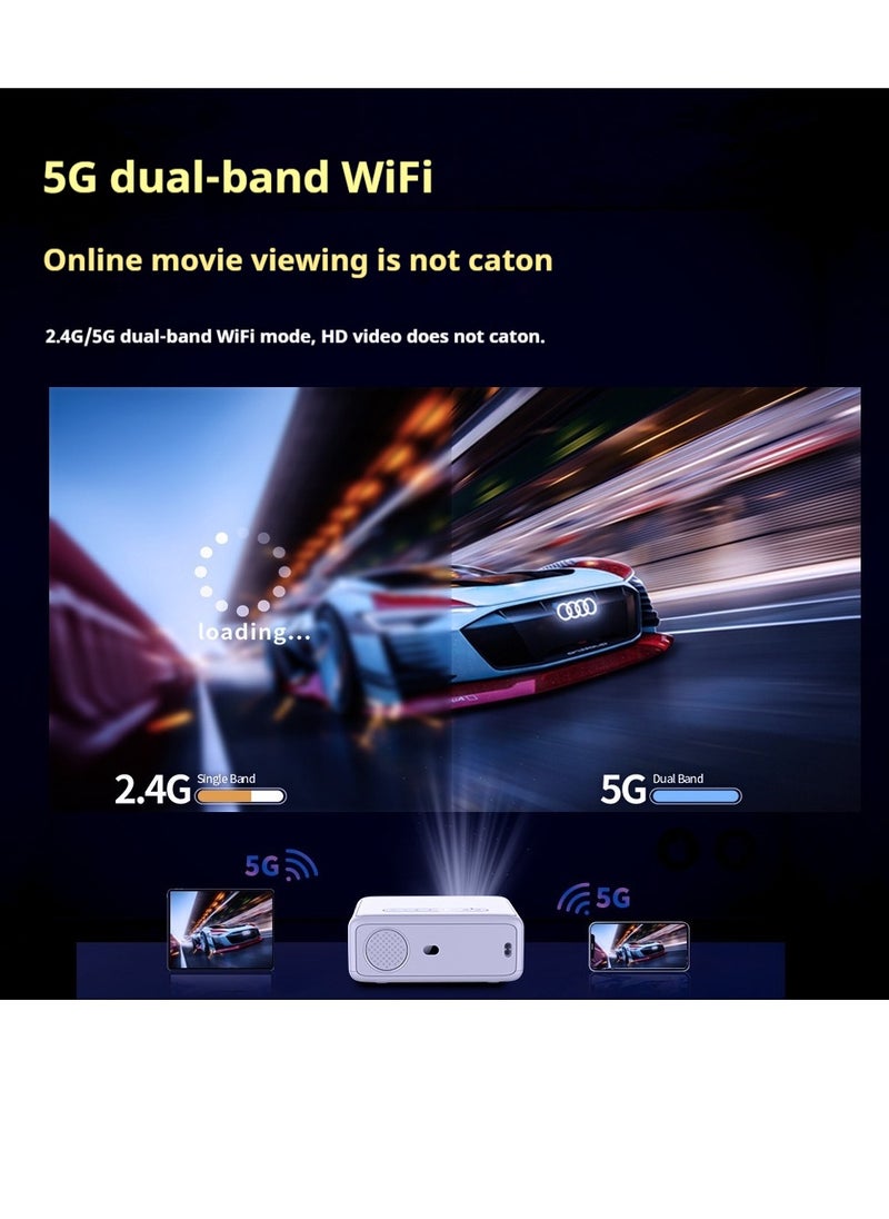 GEEK SPACE - LT2-Pro Home Projector HD 1080P 5G Wifi Bluetooth Auto Focus Mini Projector For Home/Hotel/Homestay/Office - Image 1