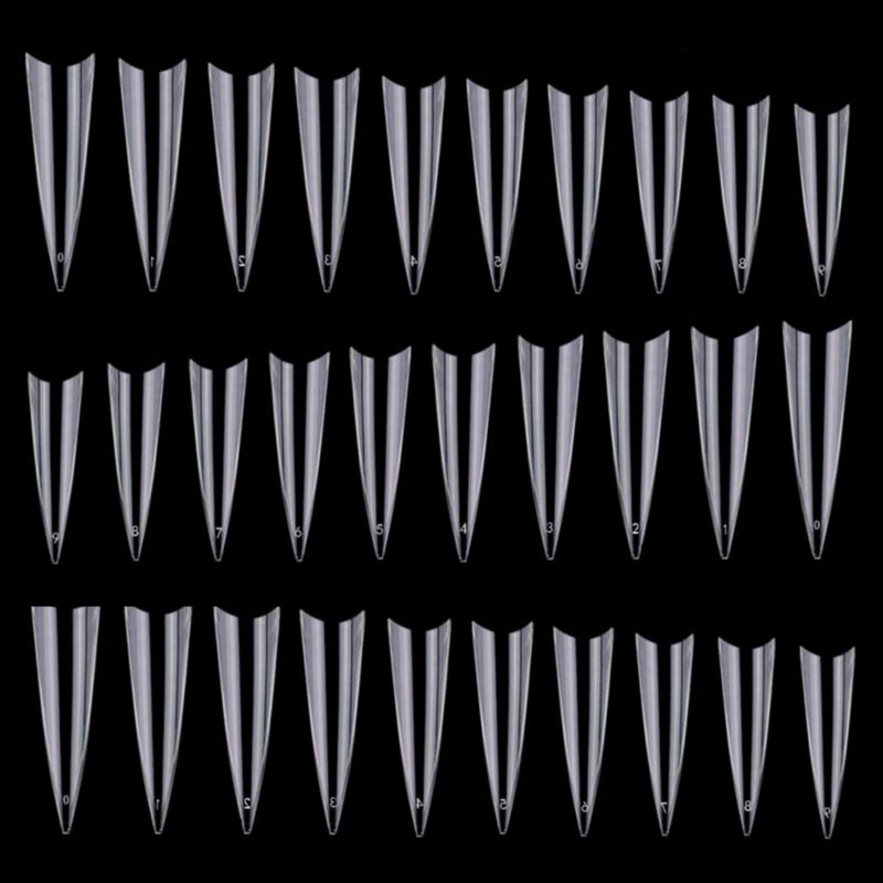 600 Pcs Stiletto Nail Tips for Acrylic Nails Long False Nails Clear Fakes Nails Half Cover False Nail Tips