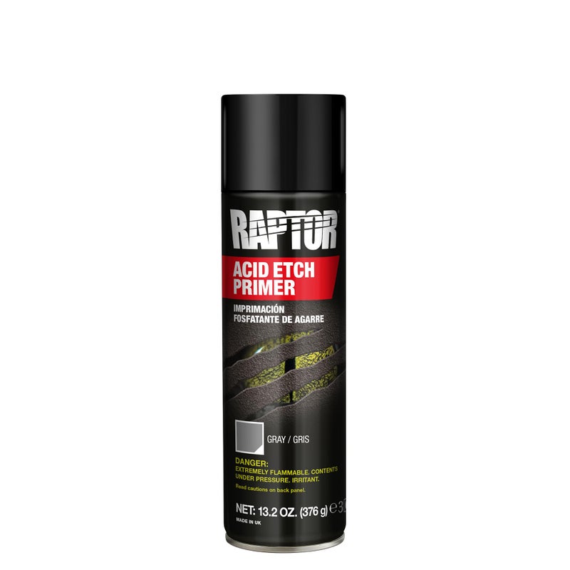 Raptor Acid Etch Primer 1K Aerosol Protective Automotive Etching Primer Durable Spray Paint For Bare Metals Gray 132 OZ