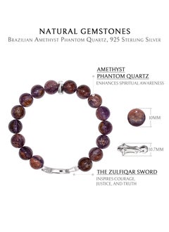 AWNL Zulfiqar Sword Beaded Bracelet With Purple Phantom Quartz and 925 Sterling Silver Gift for Men Husband Boyfriend  - Image 4