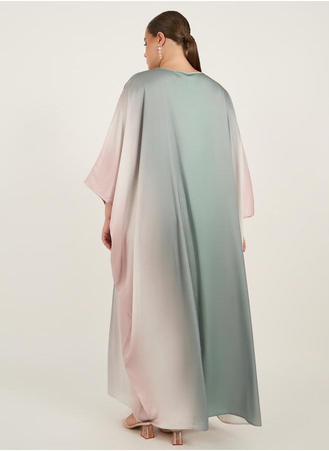 Styli Ombre Print Satin Loose Fit Kaftan  - Image 4