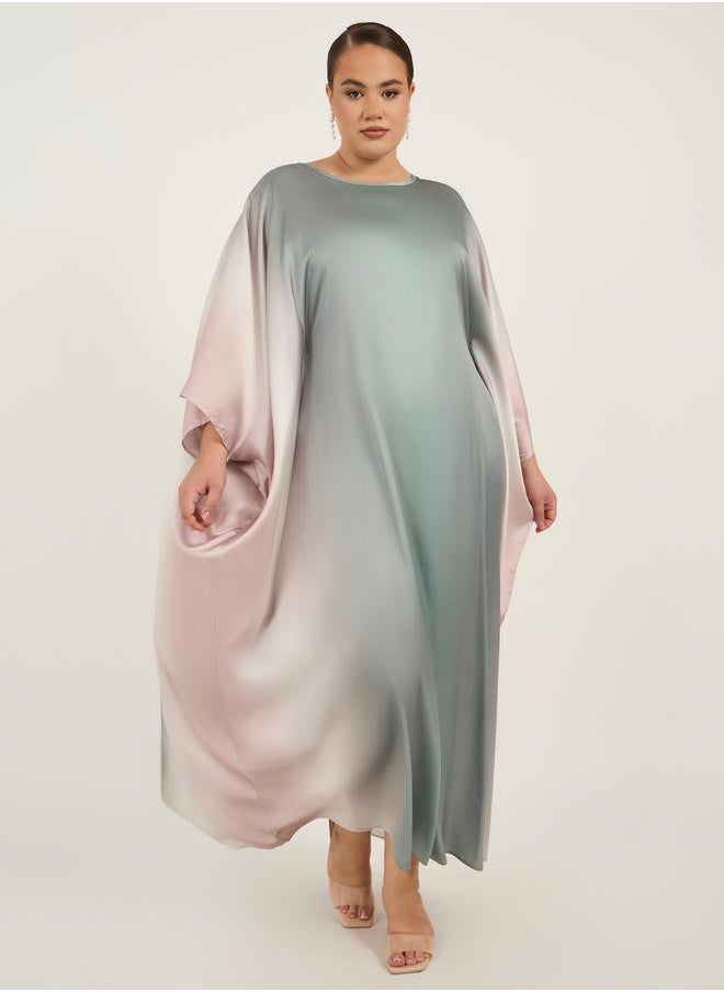Styli Ombre Print Satin Loose Fit Kaftan  - Image 1