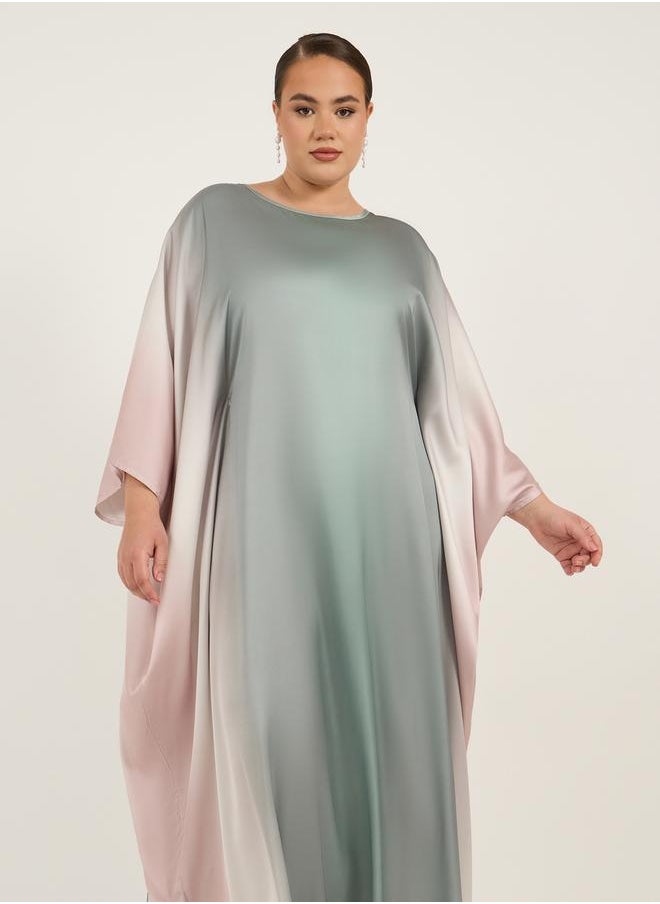 Styli Ombre Print Satin Loose Fit Kaftan  - Image 2