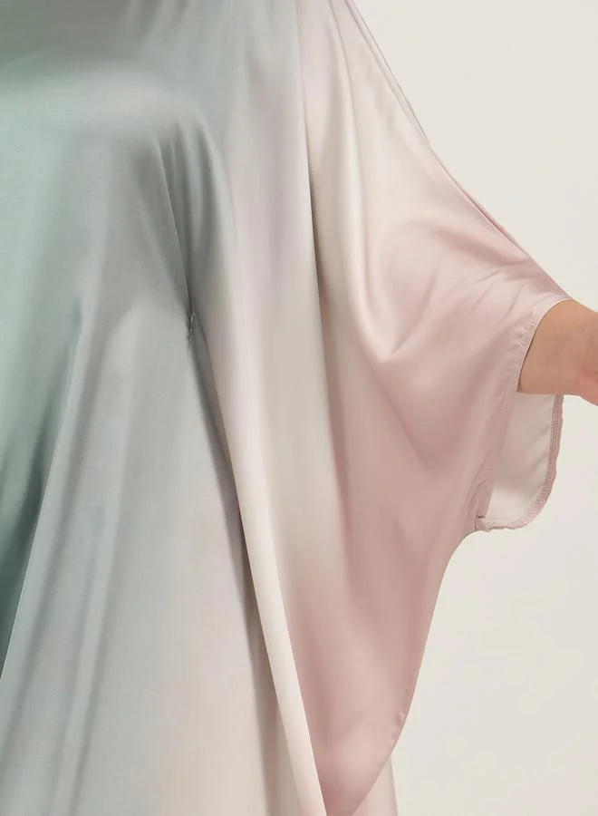 Styli Ombre Print Satin Loose Fit Kaftan