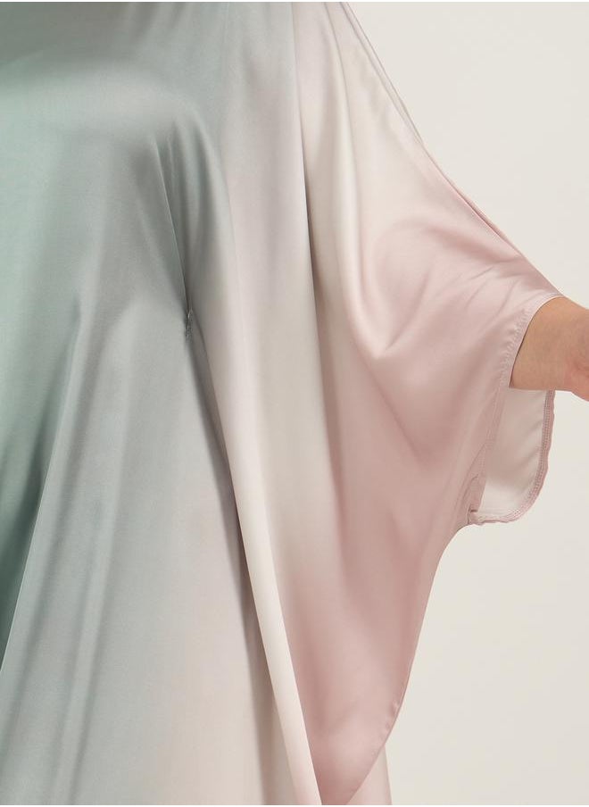 Styli Ombre Print Satin Loose Fit Kaftan  - Image 3