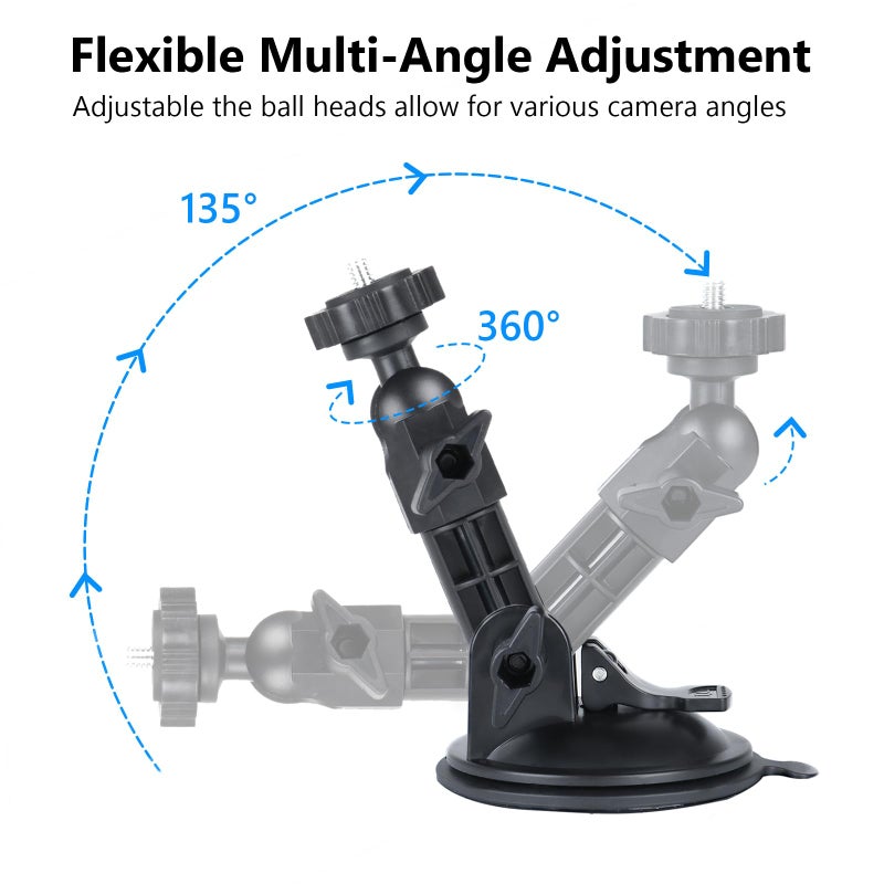 HSU Car Suction Cup Mount for GoPro/Insta 360/DJI Osmo Action Camera, Car Window Holder with 1/4-20 Ball Joint Thread, Perfect for Boats Vehicle Windshield & Window - Image 3