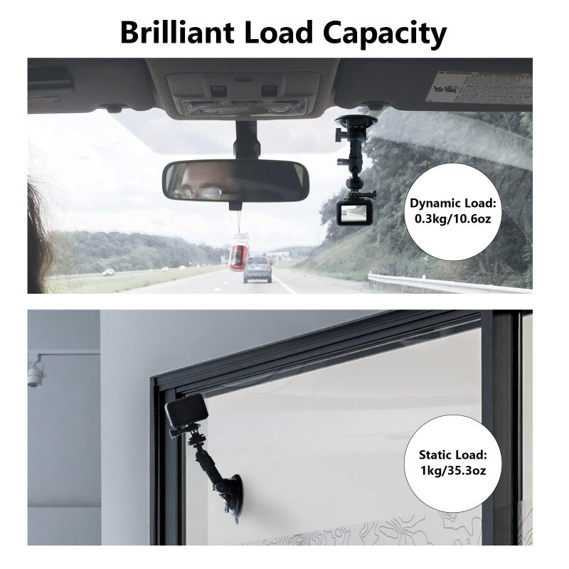 HSU Car Suction Cup Mount for GoPro/Insta 360/DJI Osmo Action Camera, Car Window Holder with 1/4-20 Ball Joint Thread, Perfect for Boats Vehicle Windshield & Window - Image 4