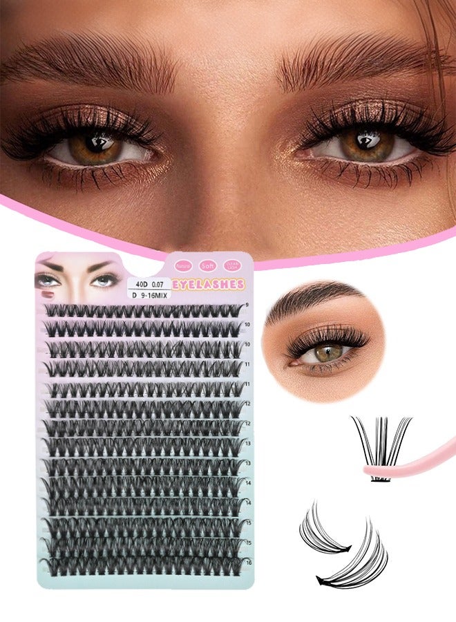 False Lashes Individual Packs 14 Rows Lashes DIY Lash Extensions Natural Reusable Black Lashes Cluster Lashes 3D Effect Individual False Eyelashes - Image 1